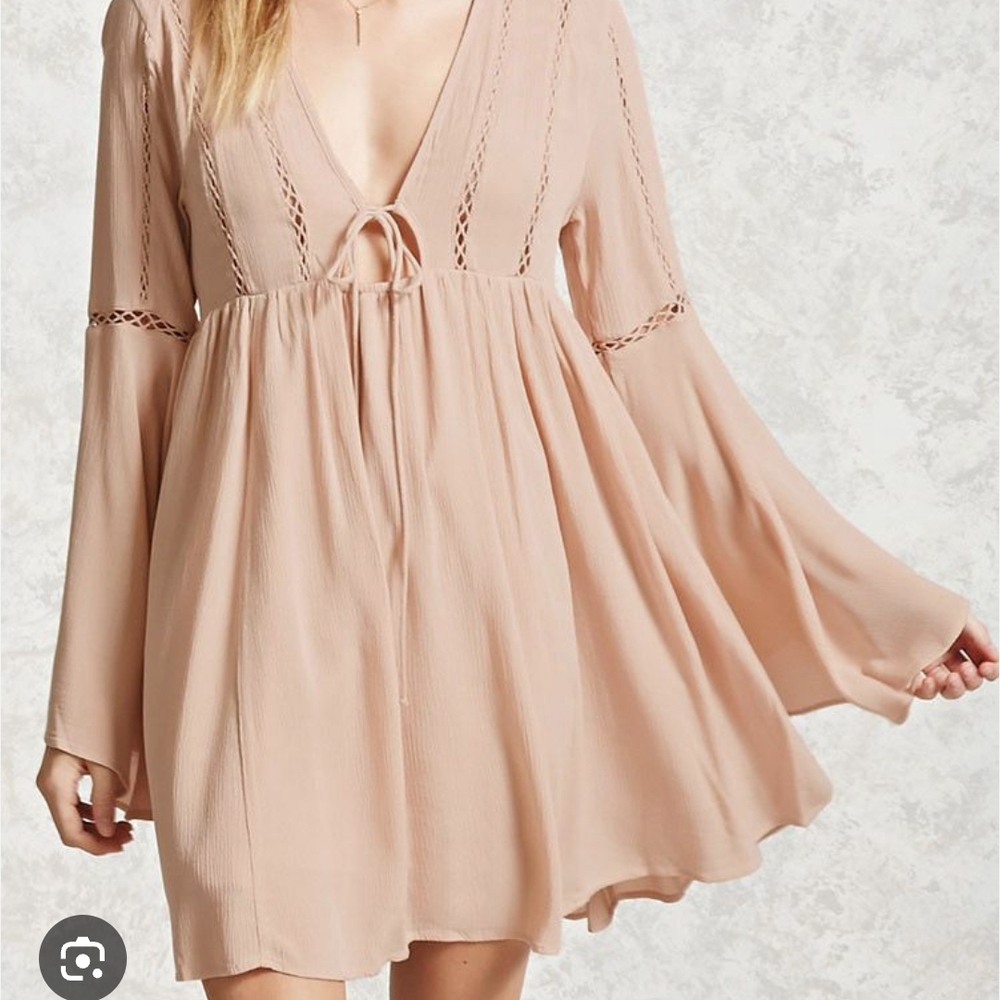 Forever 21 Chic Blush Bell Long Sleeve Dress
